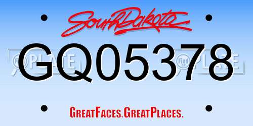 GQ05378 South Dakota License Plate