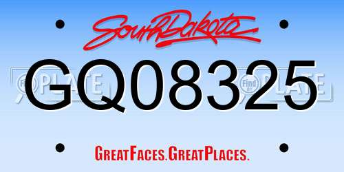 GQ08325 South Dakota License Plate