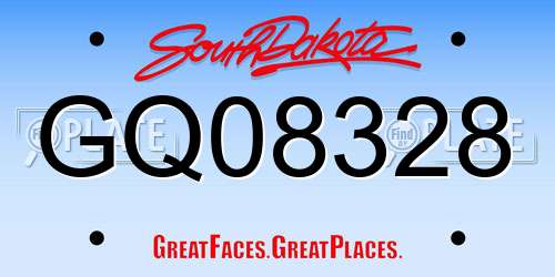 GQ08328 South Dakota License Plate