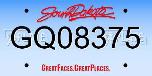 GQ08375 South Dakota License Plate
