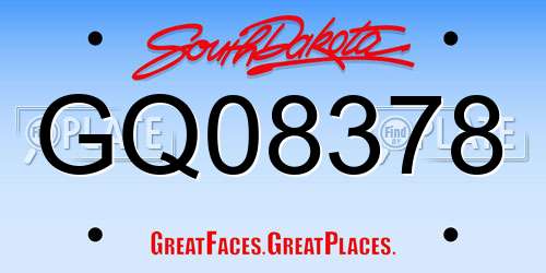 GQ08378 South Dakota License Plate