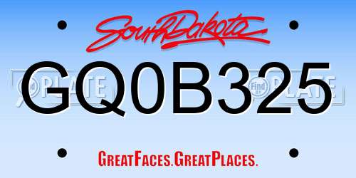 GQ0B325 South Dakota License Plate