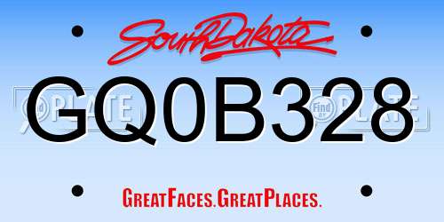 GQ0B328 South Dakota License Plate