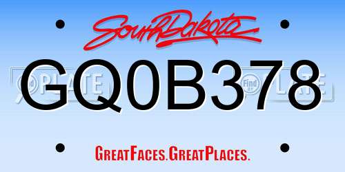 GQ0B378 South Dakota License Plate
