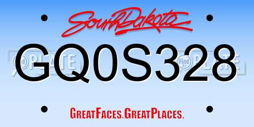 GQ0S328 South Dakota License Plate