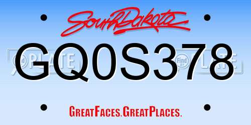 GQ0S378 South Dakota License Plate