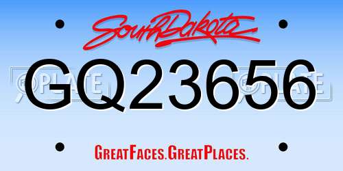 GQ23656 South Dakota License Plate