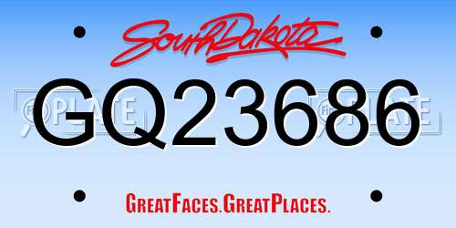 GQ23686 South Dakota License Plate
