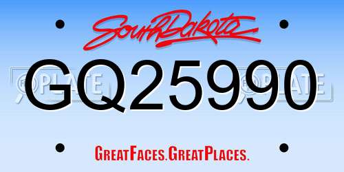 GQ25990 South Dakota License Plate
