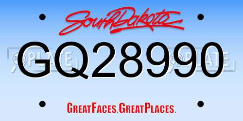 GQ28990 South Dakota License Plate