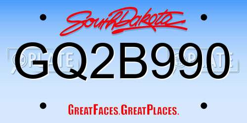 GQ2B990 South Dakota License Plate