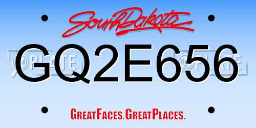 GQ2E656 South Dakota License Plate