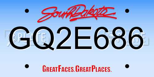 GQ2E686 South Dakota License Plate