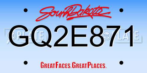 GQ2E871 South Dakota License Plate