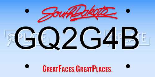 GQ2G4B South Dakota License Plate