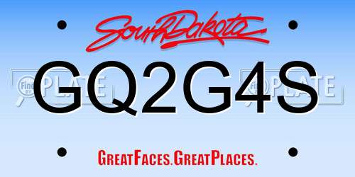 GQ2G4S South Dakota License Plate