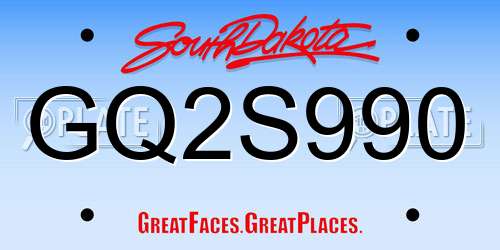 GQ2S990 South Dakota License Plate