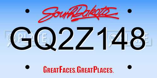 GQ2Z148 South Dakota License Plate