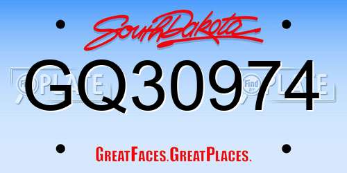 GQ30974 South Dakota License Plate