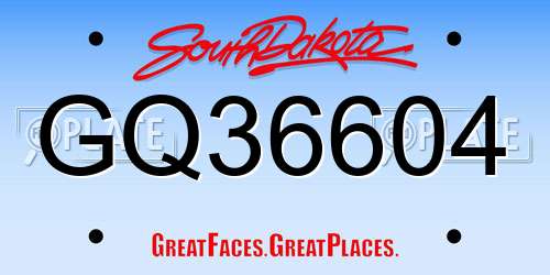 GQ36604 South Dakota License Plate