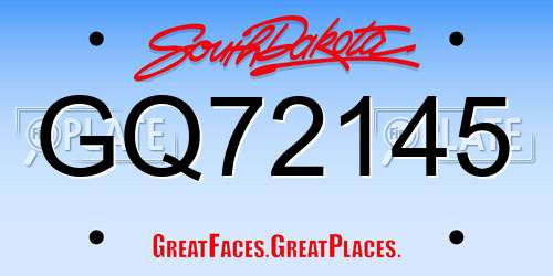GQ72145 South Dakota License Plate