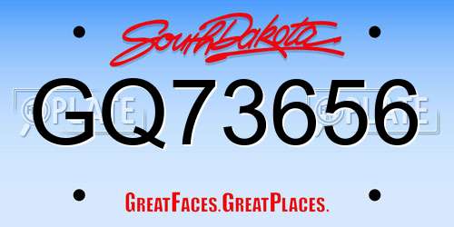 GQ73656 South Dakota License Plate