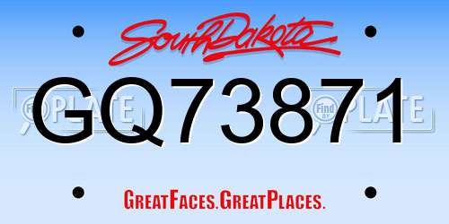 GQ73871 South Dakota License Plate