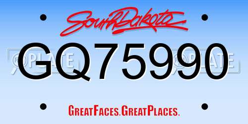 GQ75990 South Dakota License Plate