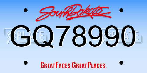 GQ78990 South Dakota License Plate