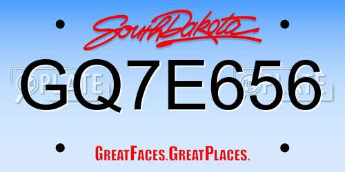 GQ7E656 South Dakota License Plate