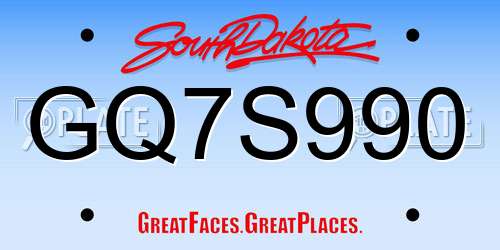 GQ7S990 South Dakota License Plate
