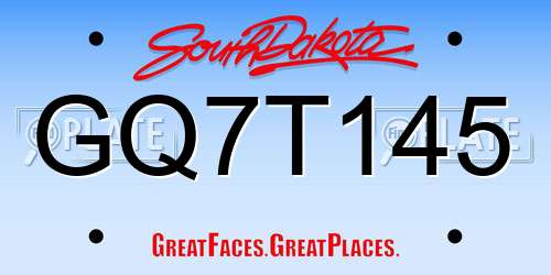 GQ7T145 South Dakota License Plate