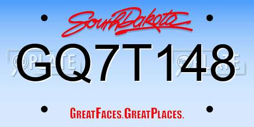 GQ7T148 South Dakota License Plate