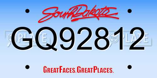 GQ92812 South Dakota License Plate