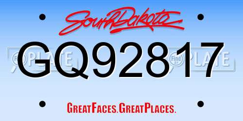 GQ92817 South Dakota License Plate