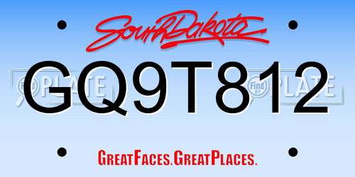 GQ9T812 South Dakota License Plate