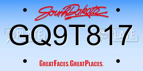 GQ9T817 South Dakota License Plate