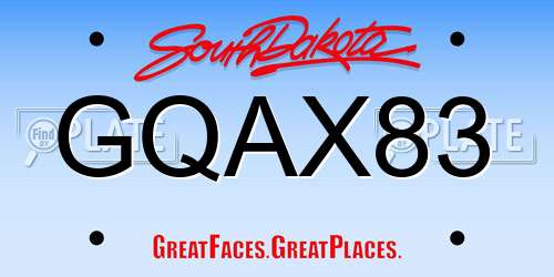 GQAX83 South Dakota License Plate