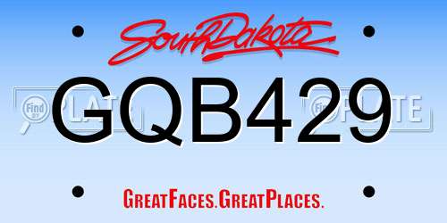 GQB429 South Dakota License Plate