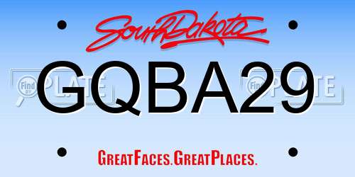 GQBA29 South Dakota License Plate