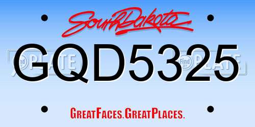 GQD5325 South Dakota License Plate