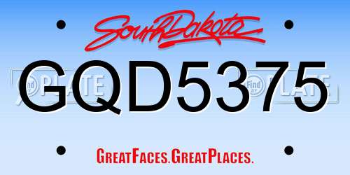 GQD5375 South Dakota License Plate
