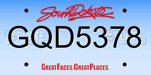 GQD5378 South Dakota License Plate
