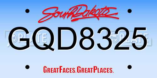 GQD8325 South Dakota License Plate