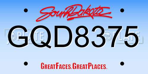 GQD8375 South Dakota License Plate