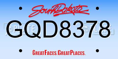 GQD8378 South Dakota License Plate