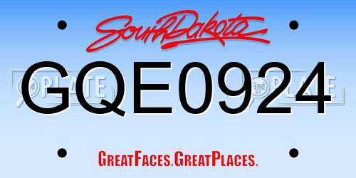 GQE0924 South Dakota License Plate