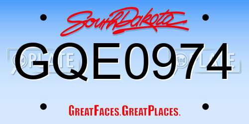 GQE0974 South Dakota License Plate