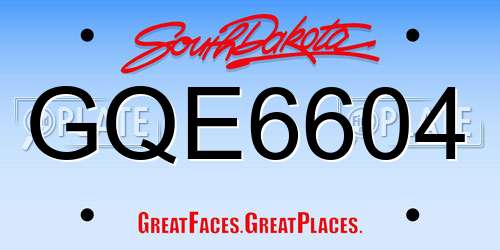 GQE6604 South Dakota License Plate