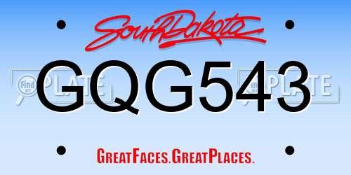 GQG543 South Dakota License Plate